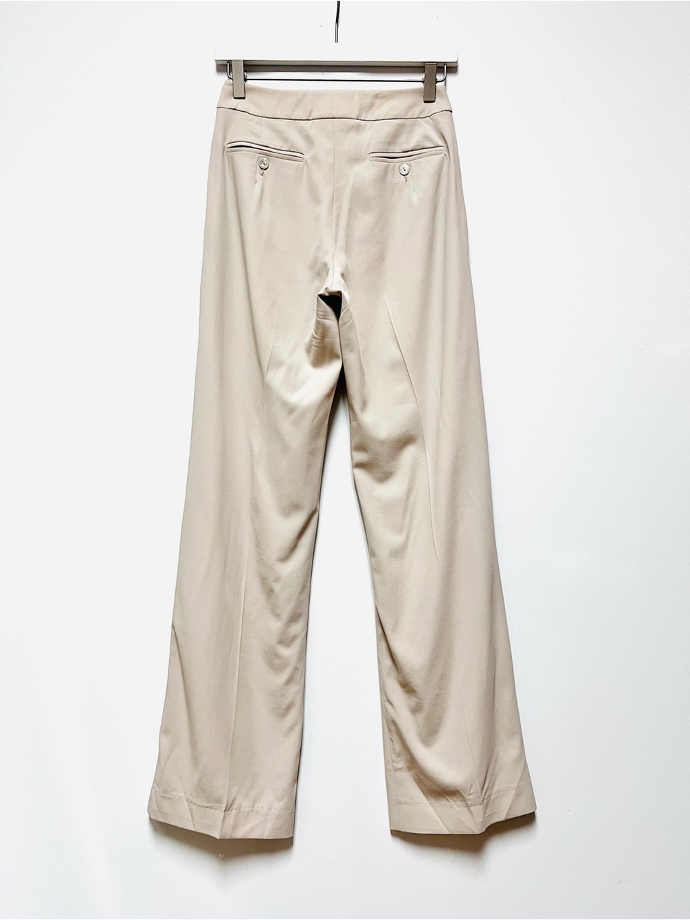 Max Mara Virgin Wool Tailored Trousers Taupe Straight Leg Made Italy US 4 - Picture 3 of 13